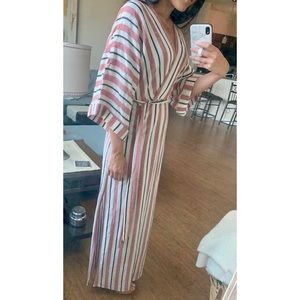 NEW BCBG Faux Wrap Dress Striped Kimono tandoori